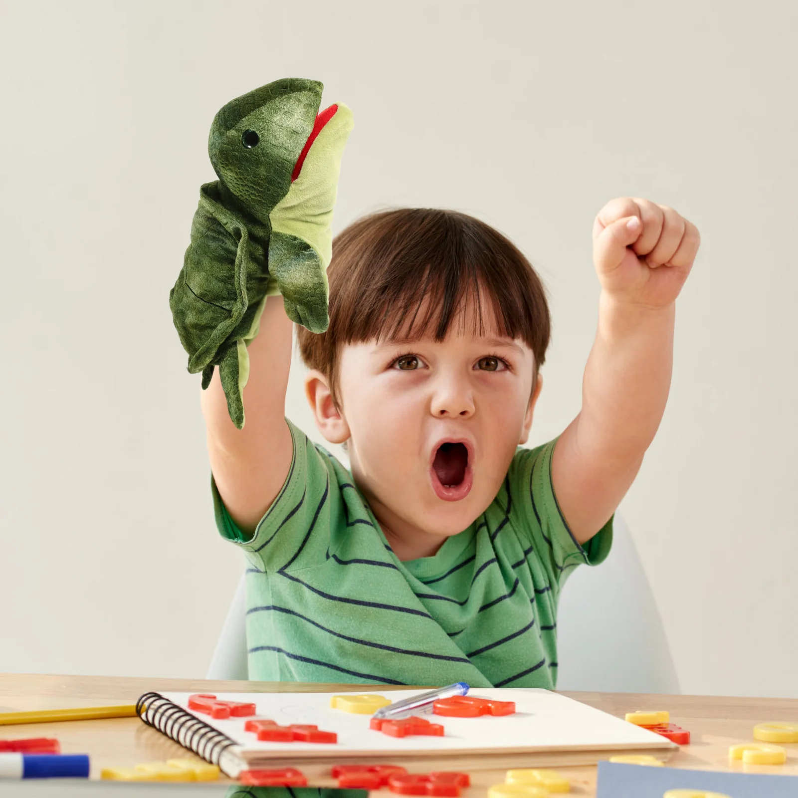 Plüschfigur Spielzeug Tierpuppen Schildkröte Gefüllte Finger Grüne Hand für Erwachsene Eltern-Kind