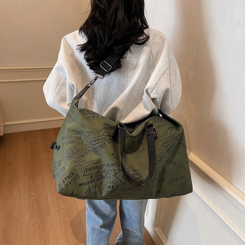 

Letter Travel Bag Men Women Large Capacity Outer Carry Tote Fabric Bag Multi-Functional Leisure Fitness Sports Bag Soft Durable