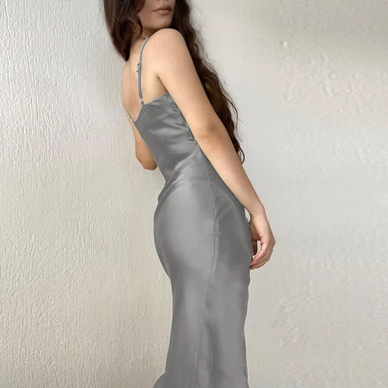 Damen Frühlings-Neuheit: Europäisch-Amerikanisches High-End Sexy Spicy Girl Kleid mit tiefem Ausschnitt und Satin-Rückenschlitz – Detail 17
