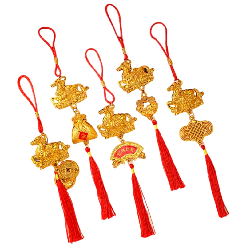 1PC 2026 Year Of The Horse Wall Hanging Ornament Chinese New Year Lucky Decor Accessories Housewarming Small Pendant Gifts