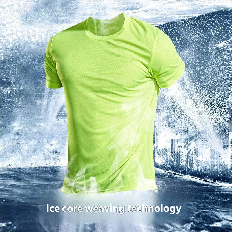 

Шелковая быстросохнущая футболка с коротким рукавом для мужчин, летняя спортивная и фитнес-одежда, дышащая футболка с коротким рукавом для бега и повседневной носки.