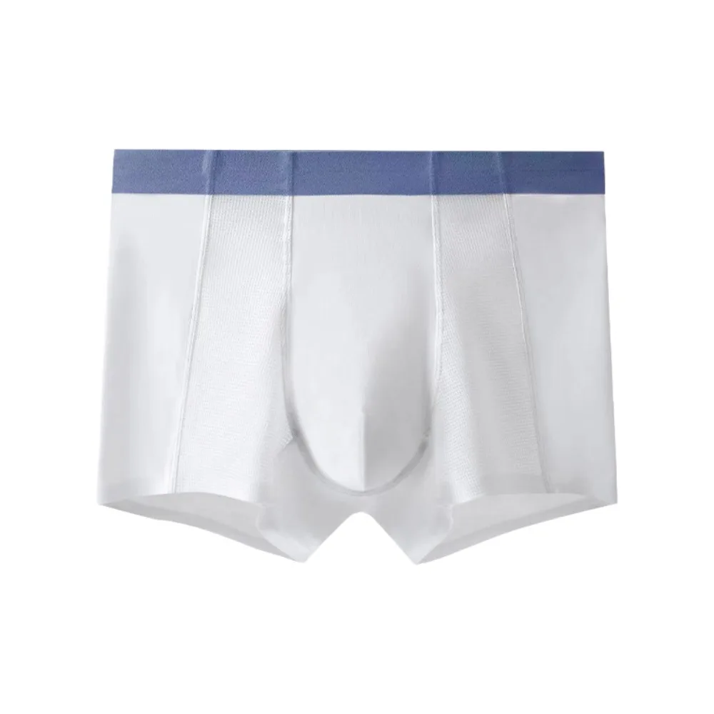 

Breathable Thin Men Silk Boxer Briefs Mesh Mid Waist Ice Silk Boxers Seamless Lingerie Underwear for Men Gifts