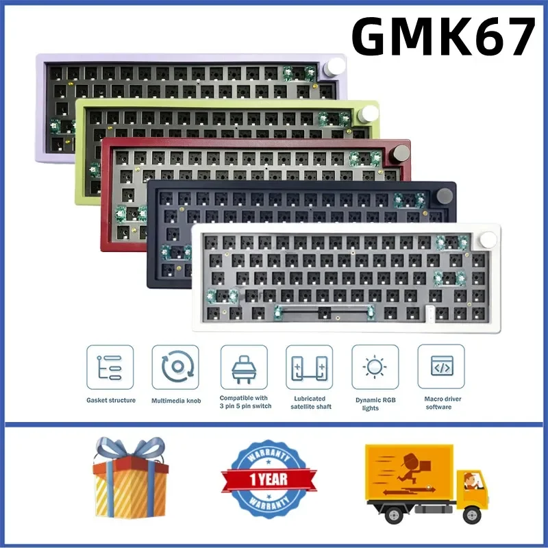 

GMK67 65% Gasket Hot Swappable Mechanical Keyboard Gasket Kit RGB Backlit Bluetooth 2.4G Wireless 3 Mode Customized Keyboard