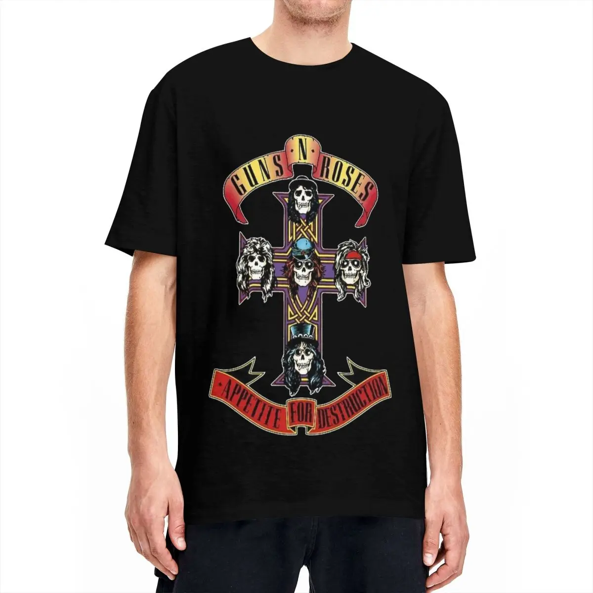 Camisetas de Guns N Roses para hombre, camisetas de algodón 100% de banda de American Hard Rock, camiseta de manga corta de verano con cuello redondo, camiseta Hipster de talla grande