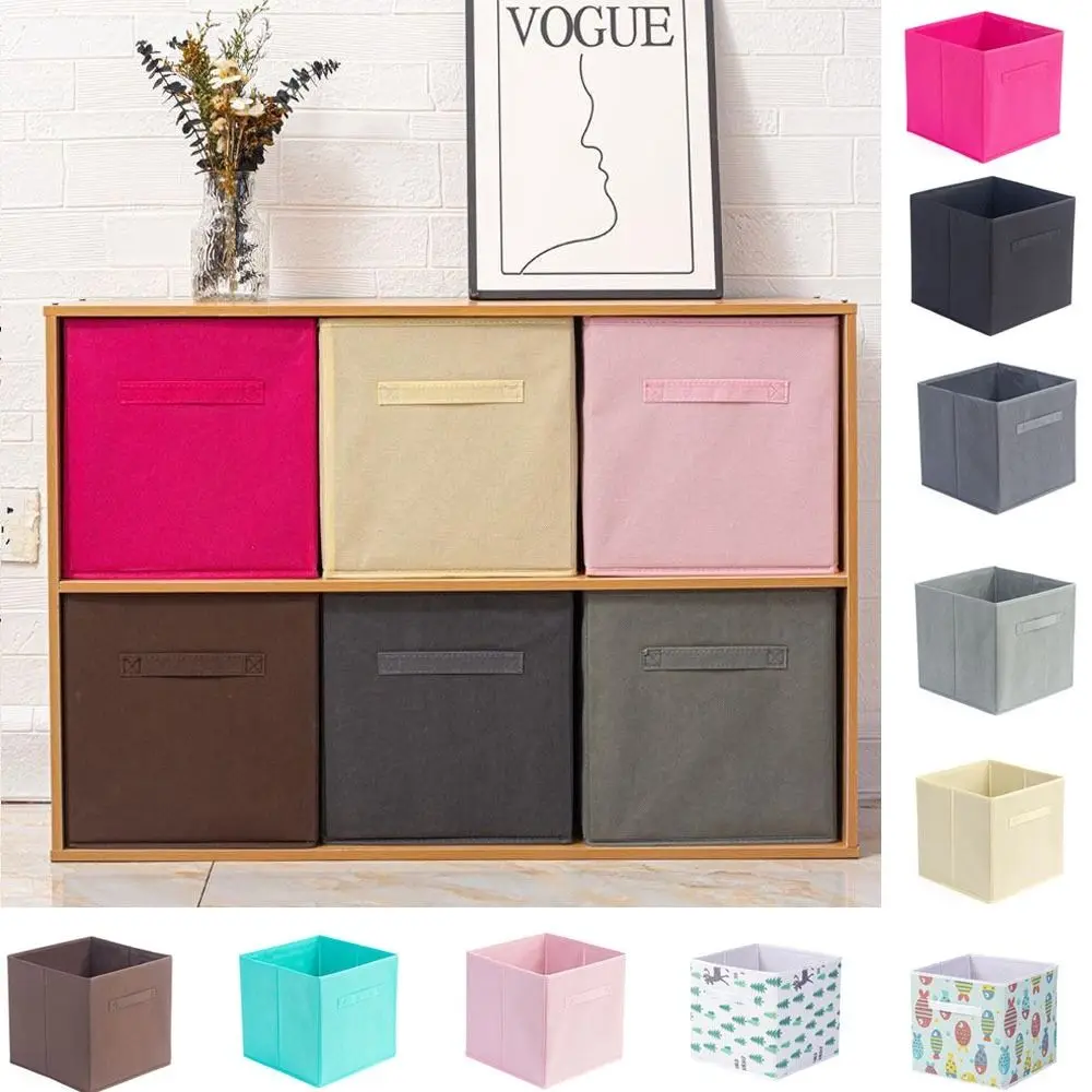 Simple Non Woven Fabric Cube Storage Box Foldable Large Capacity Square Storage Box without Lid Cabinet Drawer Organizer Nursery