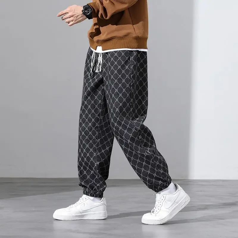 

Autumn High Street Men's Casual Pants Loose Hip Hop Man Design Jeans Retro Pocket Vintage Pant Men Plus Size 8XL Harlan Trousers