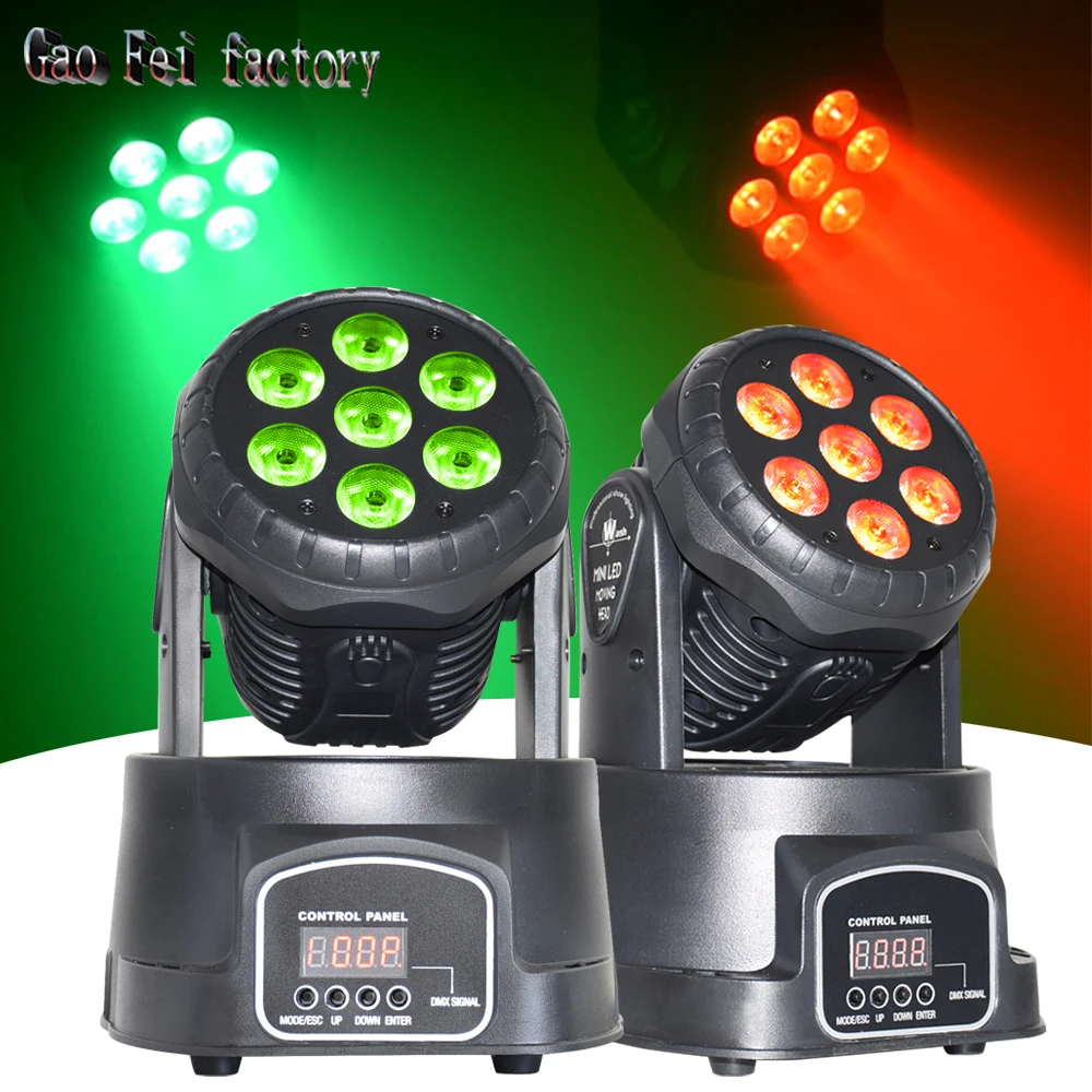 Mini luz Led con cabezal móvil de 7x12W, Par plano, 7x12W, RGBW, 4 en 1, efecto de lavado para DJ, sonido activo, Club, Bar, luces de fiesta