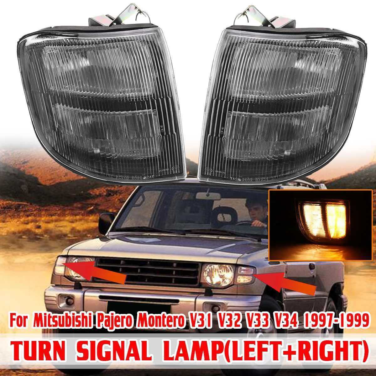 2x LED Side Marker Front Corner Turn Signal Indicator Light Headlight For Mitsubishi Pajero Montero V31 V32 V33 V34 1997-1999