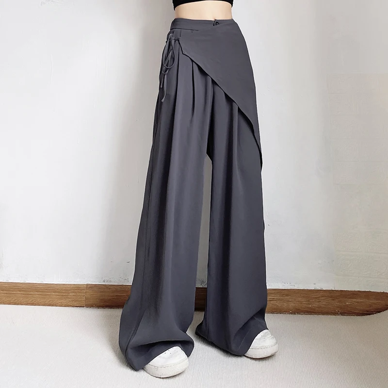 High-End Design High Waist Casual Pants Women's Slimming Drape Wide-Leg Suit Pants Versatile Mop Pants Y2k Pants