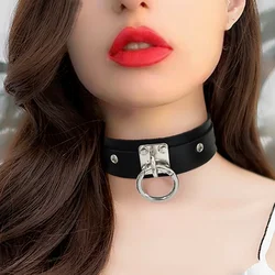 Sexy Chic Punk Rock Gothic Chokers Necklace PU Leather Bondage Cosplay Goth Collar For Women Jewelry Statement Gift X632C