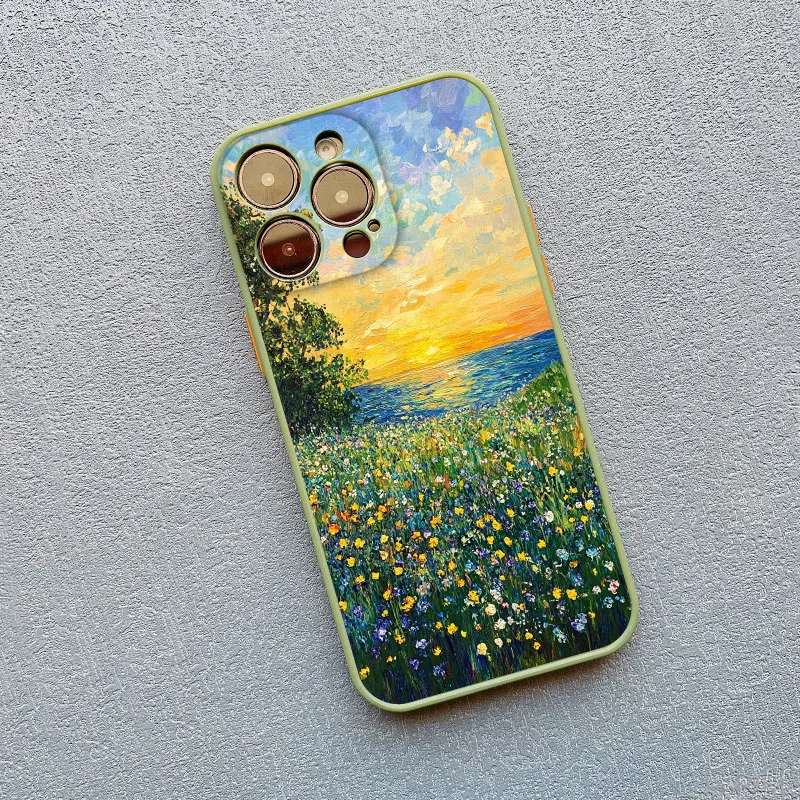 Ästhetische Schönheit Sonnenuntergang Blumenfeld Handyhülle für iPhone 17 Pro Max 16 13 12 Mini 11 Pro Max 14 15 Plus Pro Max XS X XR Hüllen – Detail 5