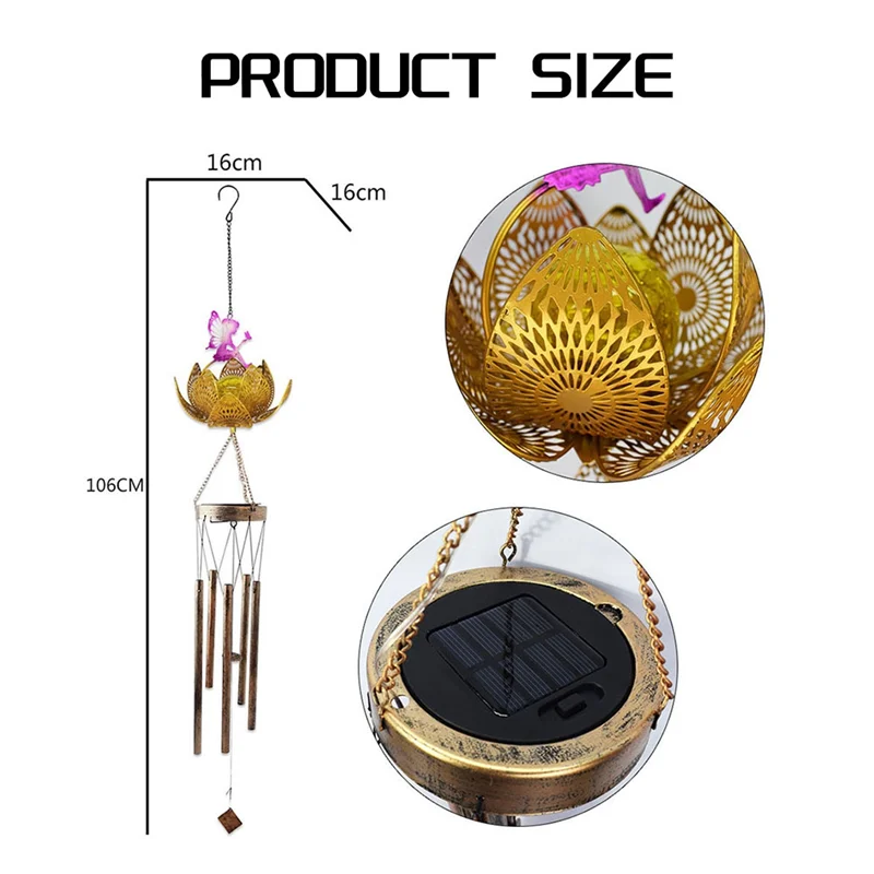 AB68 الجنية الشمسية الرياح الدقات للخارج، شنقا البستنة هدية لجميع أمي النساء الجدة زوجة، هدية عيد ميلاد الذهب