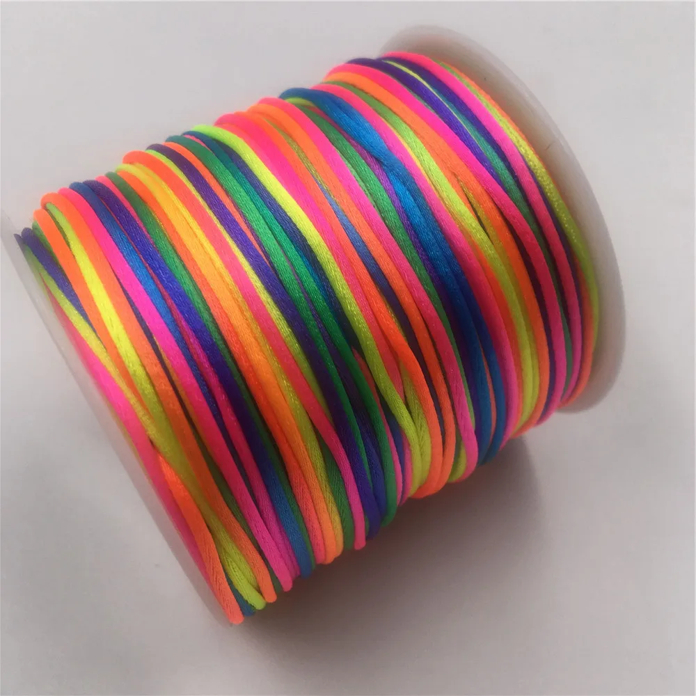 1MM 50meters Rainbow Macrame Cord Strong Braided Silk Satin Nylon Rope DIY Making Findings Beading Thread Wire