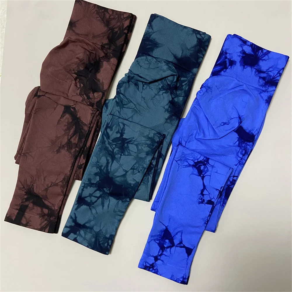 Gutashye Tie Dye legginsy sportowe damskie siłownia joga bezszwowe spodnie odzież sportowa ubrania rozciągliwe biodra legginsy Fitness odzież