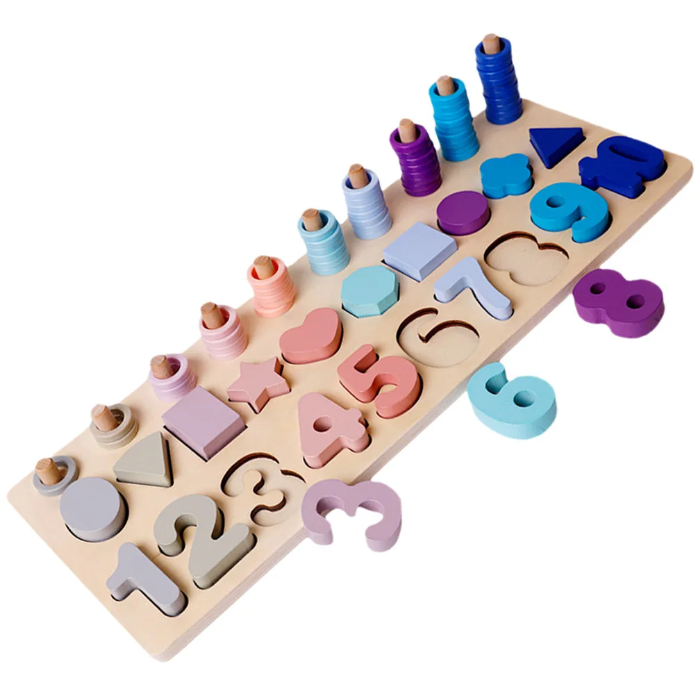 1 ชุดกระดานจับคู่รูปทรงตัวเลขมอนเตสซอรี่ปริศนาไม้เกมการศึกษาสำหรับเด็กวัยหัดเดินการพัฒนาความรู้ความเข้าใจมือและตา