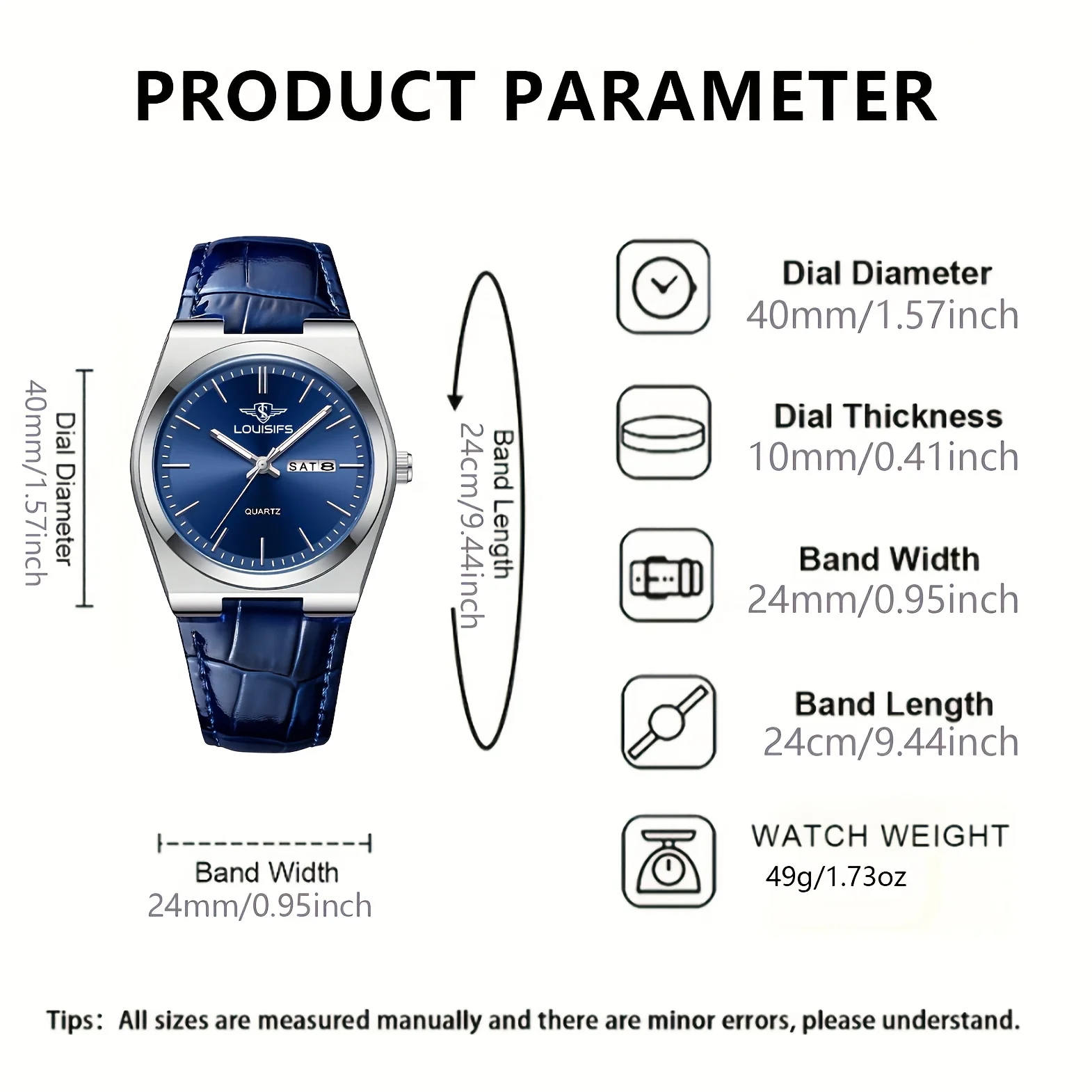 1 reloj de cuarzo de doble cara para hombre, reloj brillante resistente al agua, opción ideal para regalos