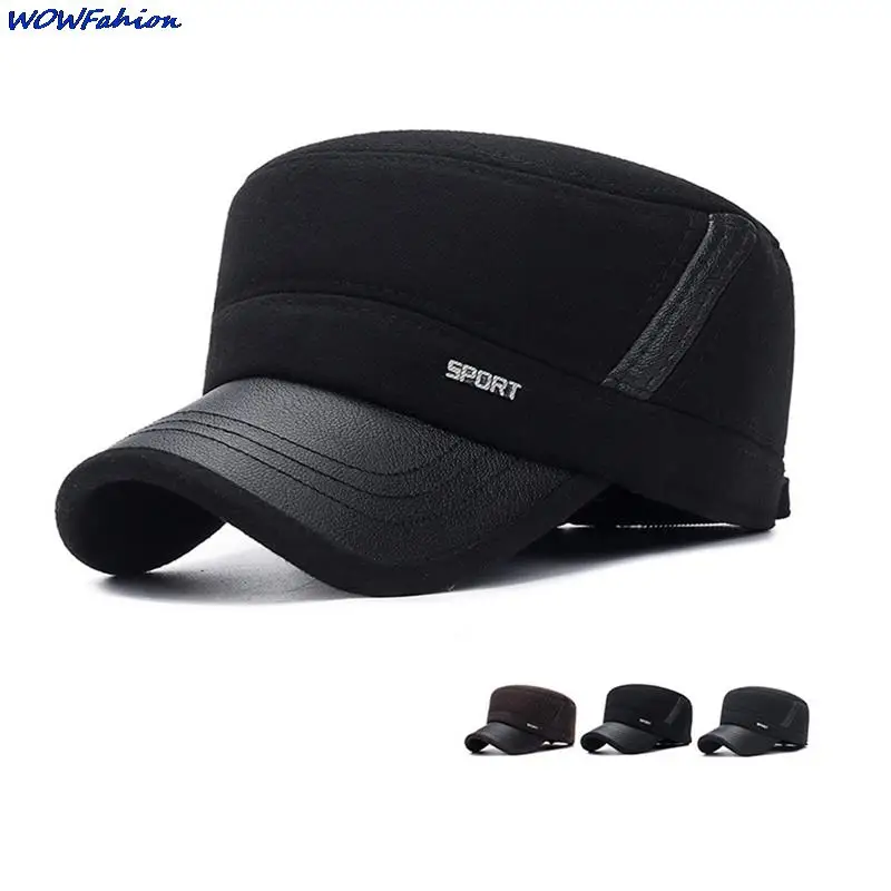 Winter Men's Ears Protected SPORT Patchwork Baseball Cap Women Thick Flat Snapback Sunhat Hip Hop Baseball Hat Casquette