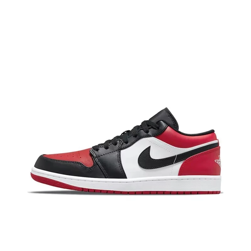 

Original Air Jordan 1 Low "Bred Toe" Red Black White For Men's Classic Retro Basketball Street Casual Sneakers Shoes 553558-612