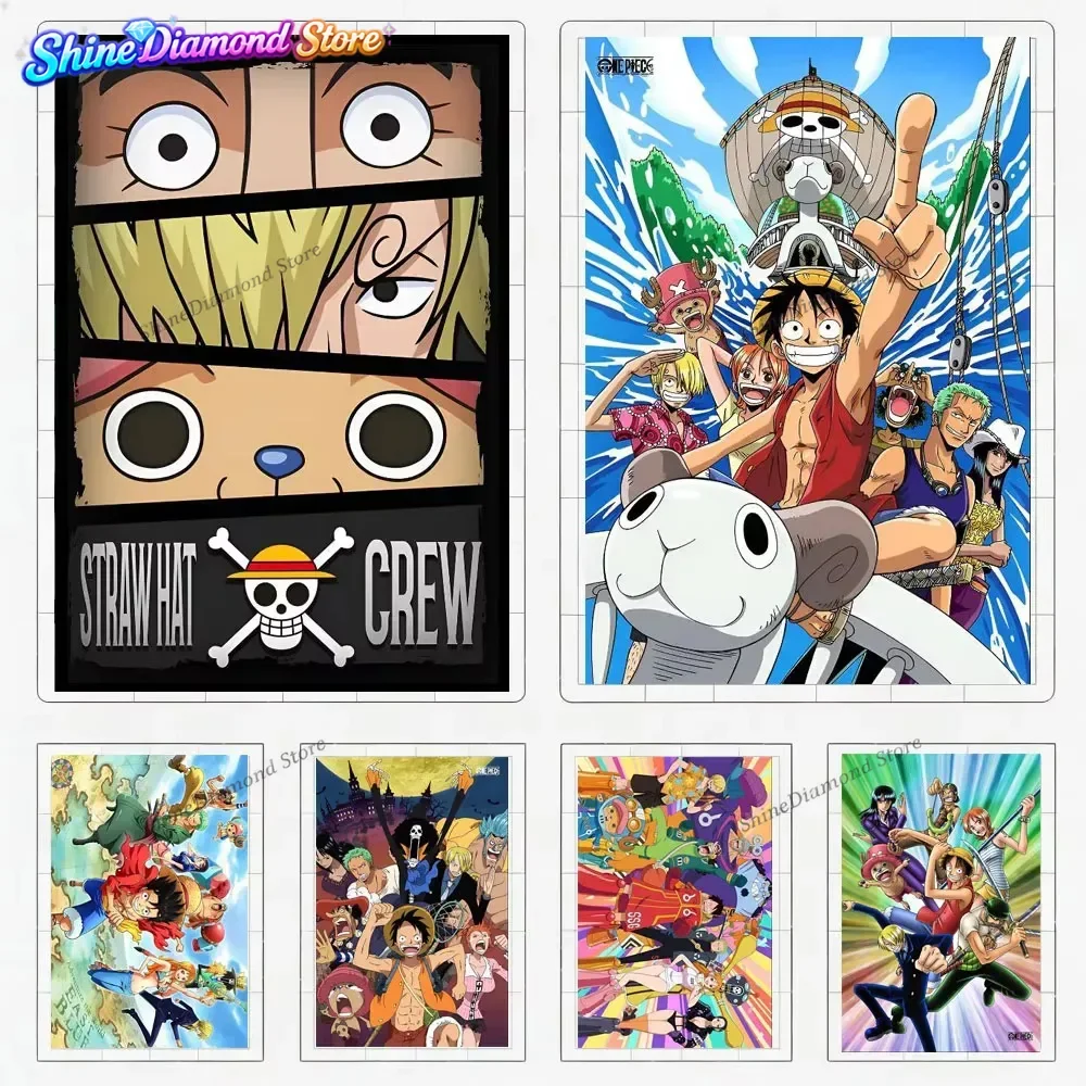 Classic Anime Luffy Zoro Chopper One Piece Full Drill Diamond Painting, 5D DIY Aesthetic Art, Round Square Home Decor Gift