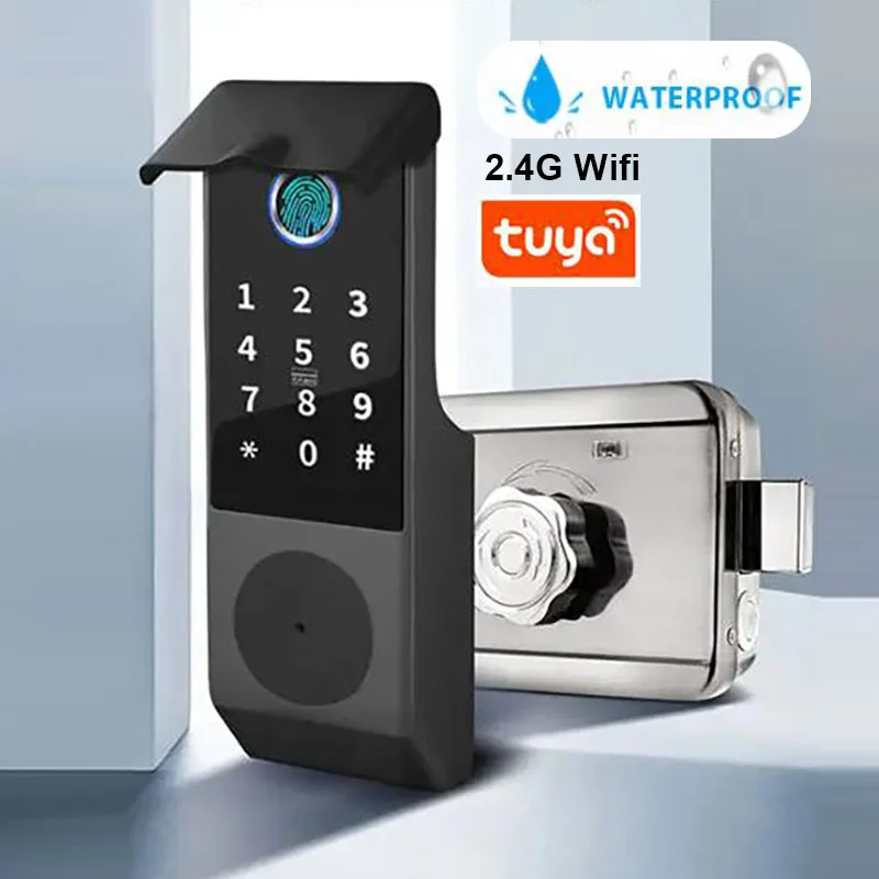 Wifi Tuya Smart Lock Waterproof Outdoor Home Security Lock Battery Powered Electronic Door Lock Swing Garden Gate Lock