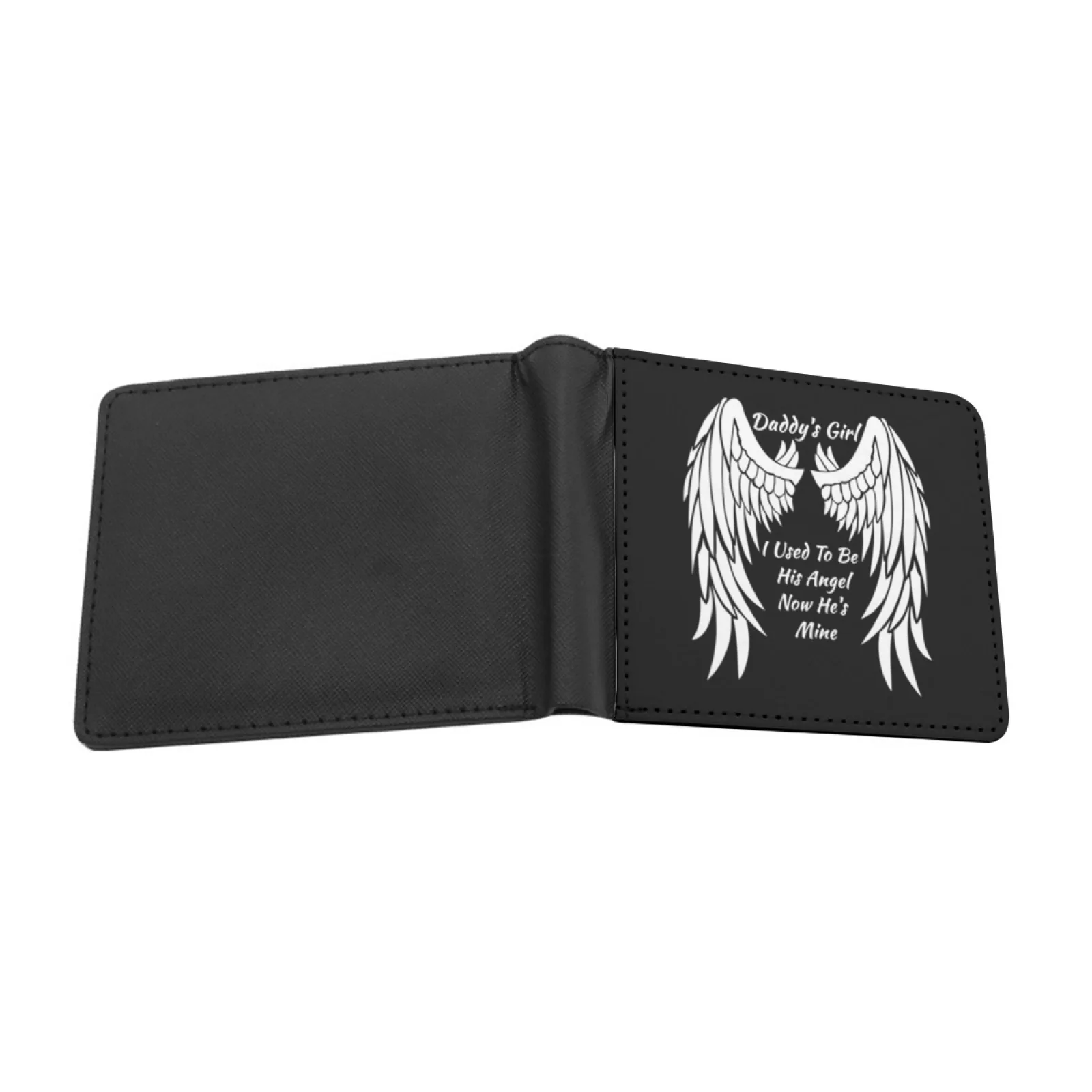 Daddy's Girl I Used To Be His Angel Now He's Mine In Heaven Personalized Men's Leather Wallet Card Money Bag Pu Leather Wallet