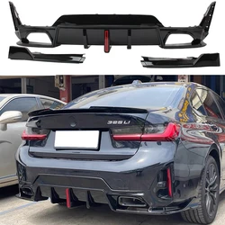 Rear Bumper LED Tail Diffuser Lip Spoiler For BMW 3 Series G20 2023+ Glossy Black