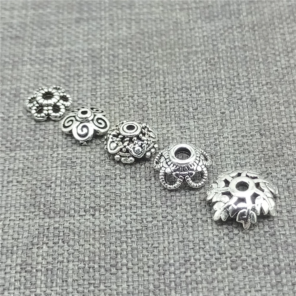 10 Sterling Silver Flower Bead Caps 925 Silver Snowflake Spacer Bead Cap
