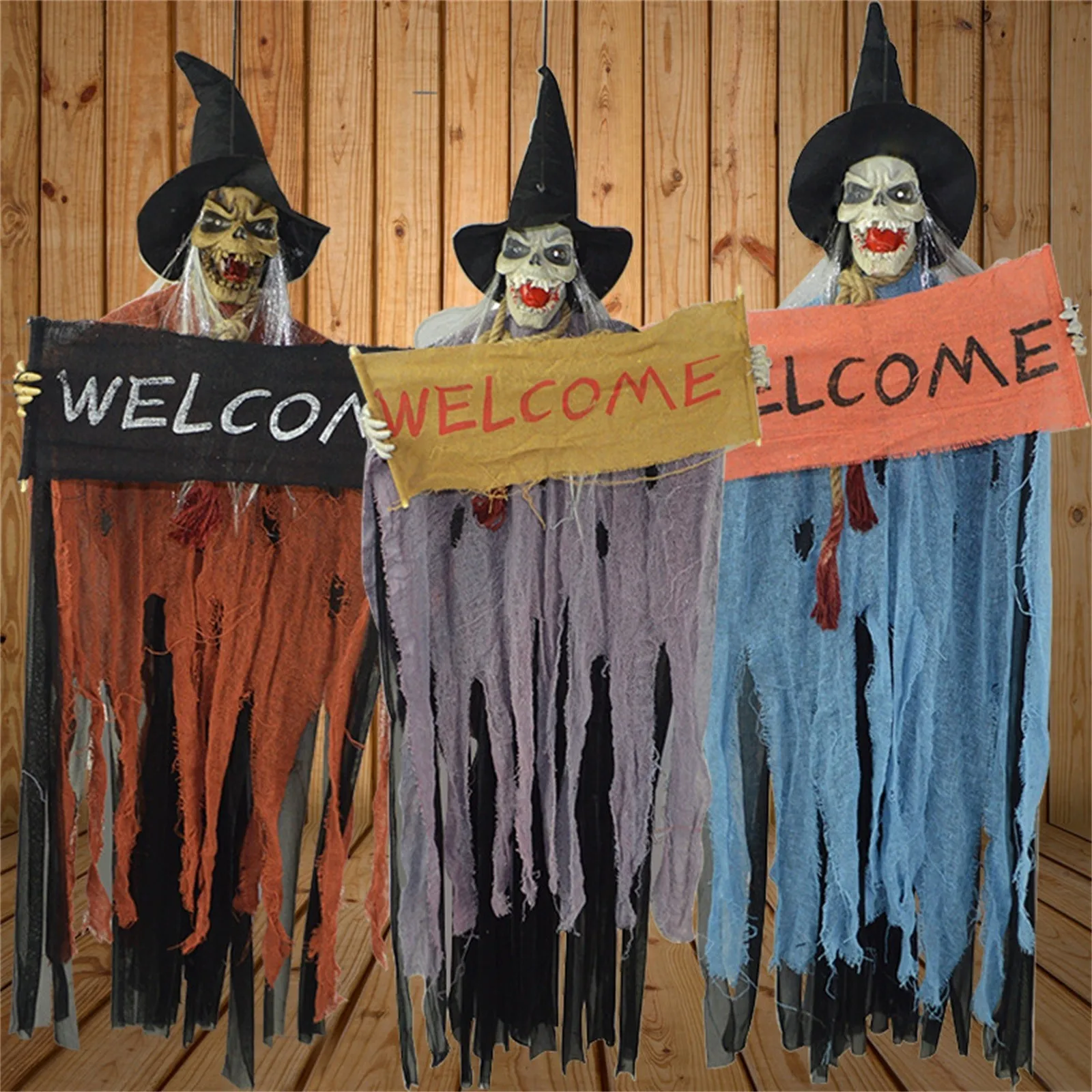 

2024 New Halloween Scary Horror Haunted House Light Costume Witch Dress Up Prop Halloween Party Props