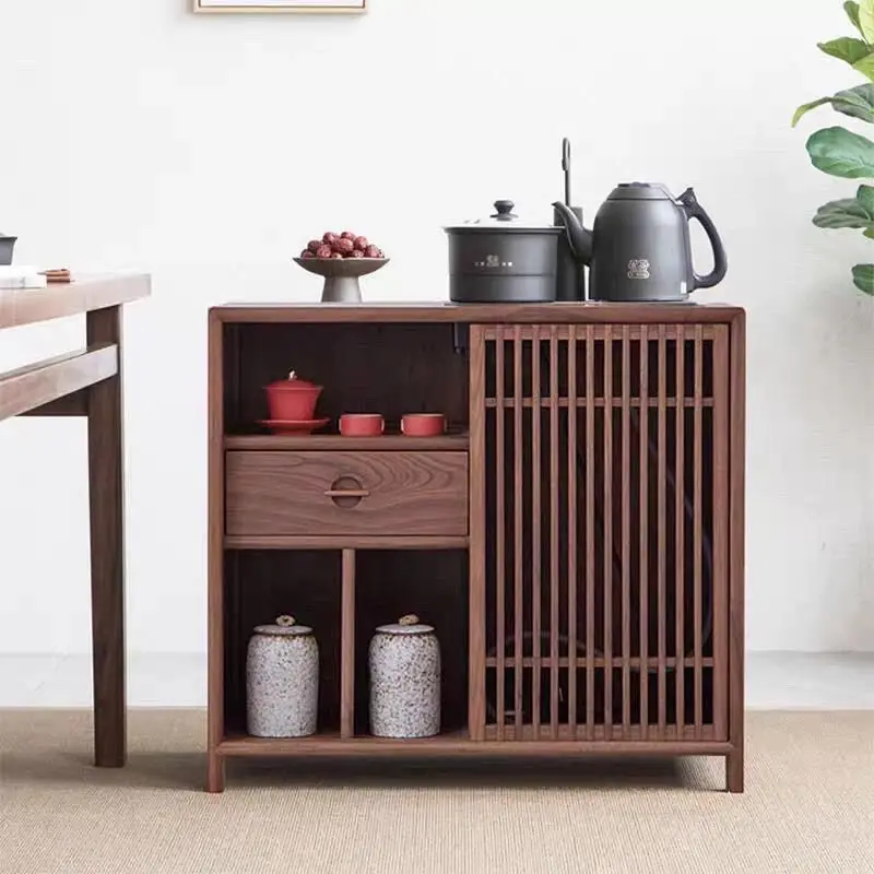 Chinese solid wood household side cabinet, simple and modern, boiling water in the living room, multi-functional storage