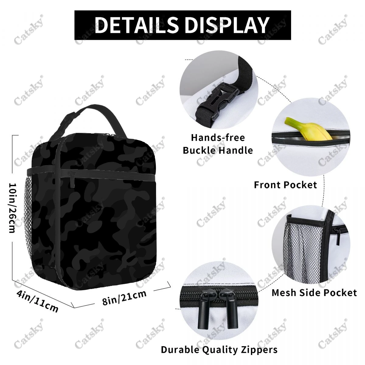 Bolsa de aluminio portátil de camuflaje, bolsa de almuerzo con aislamiento grueso, impermeable