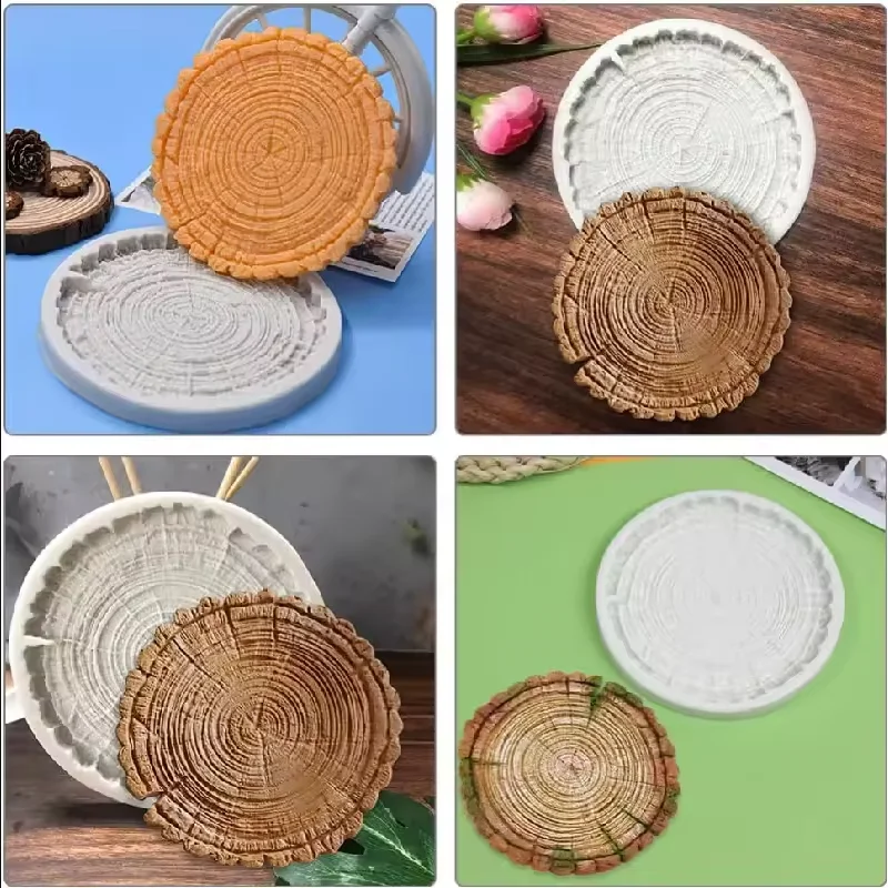 3D Tree Stump Fondant Mold Wood Bark Texture Impression Lace Mat Cake Border Decorating Tools Sugarcraft Supplies Cupcake Topper