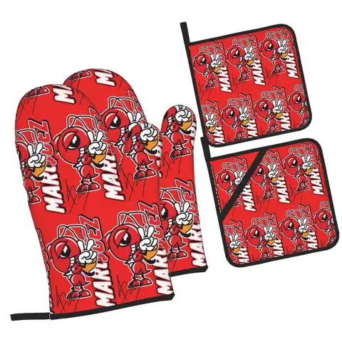 Motorcycle Marc Marqueze 93 Oven Mitts and Pot Holder Sets of 4 for Baking Kitchen Cooking Grilling Resistant Non-Slip Gloves