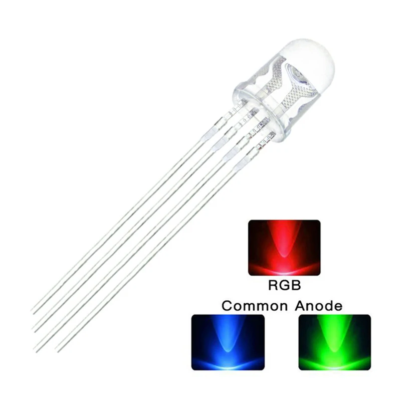 50PCS 5mm full-color LED RGB red/green/blue Common Cathode/Anode Four feet transparent highlight color light 5mm diode colorful