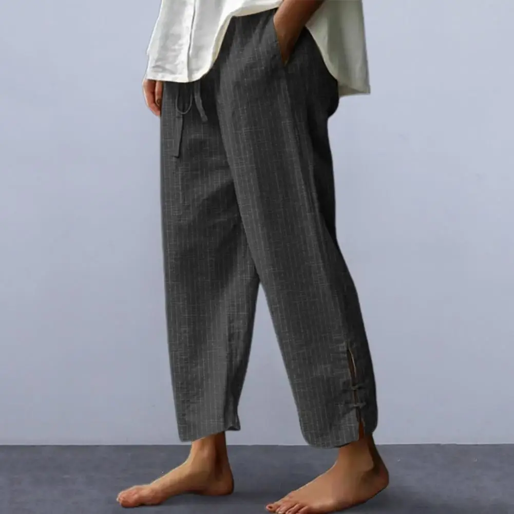 Pantaloni Casual larghi a vita media da donna pantaloni Harem a gamba larga da donna alla moda con tasche per la primavera estate comodi per il Casual