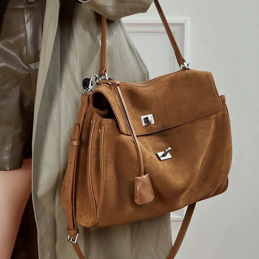 2026 New Autumn Winter Suede Velvet Underarm Tote Bag - First Layer Frosted Cowhide Large Capacity Handbag shoulder bag MK002