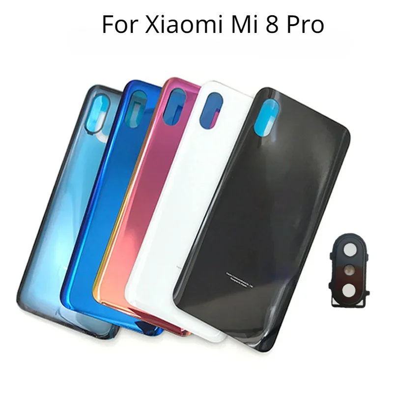 For Xiaomi Mi 8 Pro Battery Cover Glass Door Housing Case Rear Cover with Camera lens
