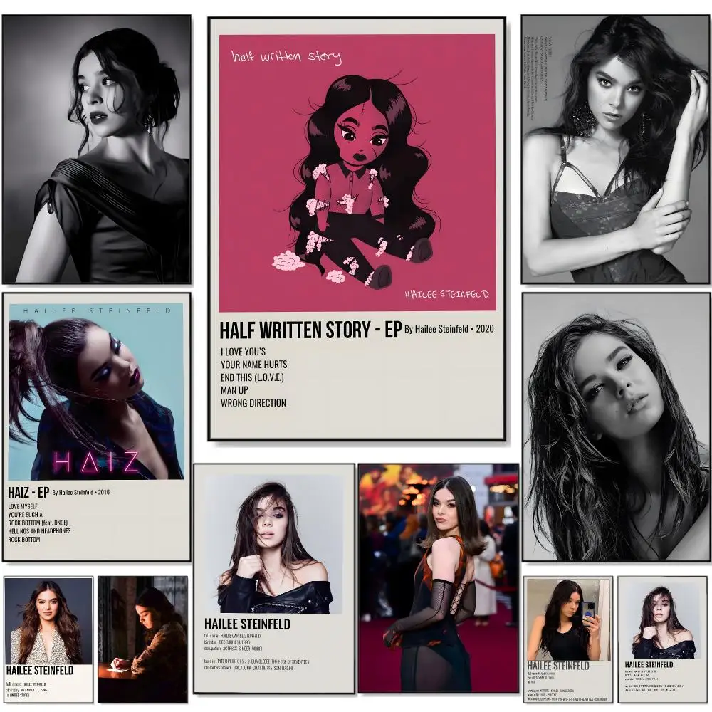 Trending Celebrity Hailee Steinfeld Poster Self-adhesive Painting Wall Art Paper Home Decor for Bedroom Living Room Cafe