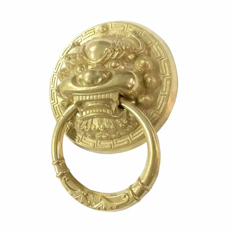 

1Pcs Vintage Brass Die Casting Lion Head Door Knocker Door Handle Solid Wood\Glass Villa Courtyard Gate Ring Door Knob