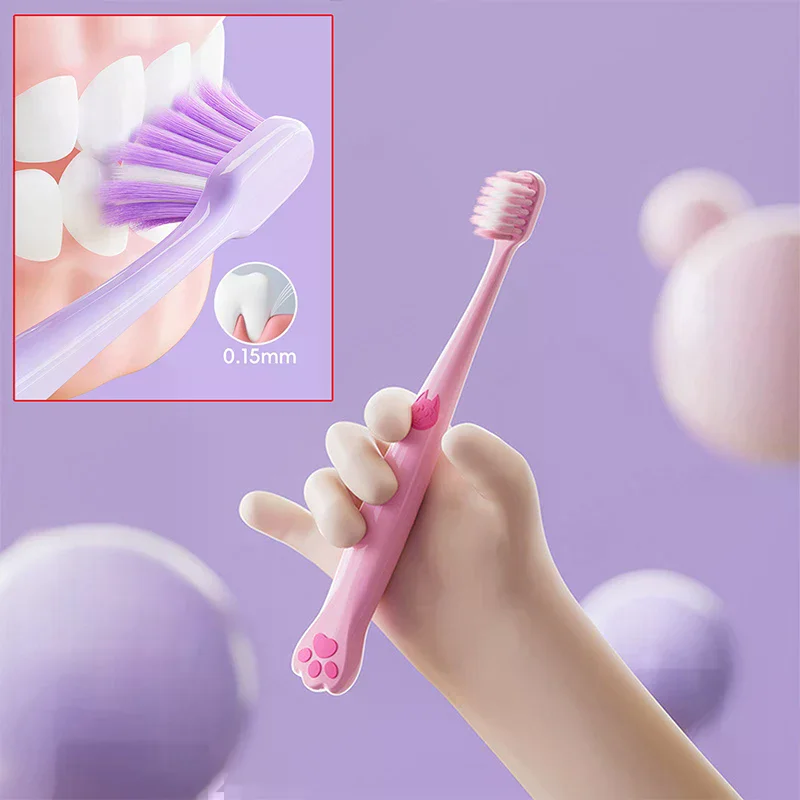 Cepillo de dientes con forma de pata de perro para niños, cerdas suaves, cepillos para blanquear los dientes para niños de 2 a 12 años, cuidado Dental y bucal