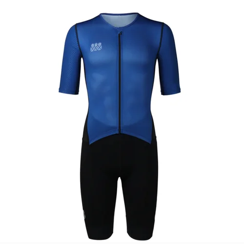 Imagen 2 del producto Traje de carreras de triatlón para hombre, traje triple de manga corta, mono de ciclismo con almohadilla fina, ropa de equipo profesional para nadar/correr/ciclismo, 2023