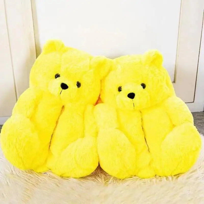 Cartoon Bear Slippers Cartoon Teddy Bear Cotton Slippers Anime Cartoon Indoor Plush Anti-Slip Keep Warm Couple Slippers Gift