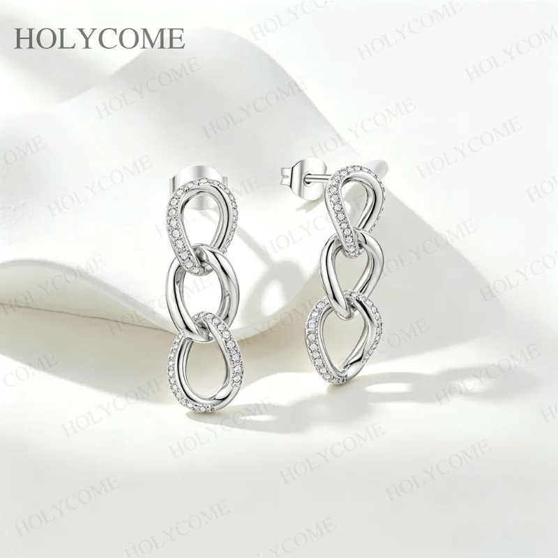 Moissanit-Ohrringe für Damen aus 925 Sterling Silber, Klassische 8-Form Ohrstecker, Moderne Trendige Statement-Partyschmuckstücke – Detail 7
