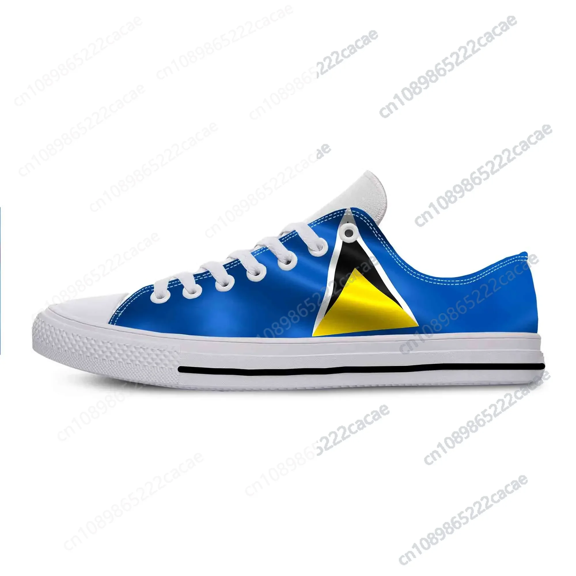 Saint Lucia Lucian Flag Patriotic Pride Cool Funny Casual Cloth Shoes Low Top Comfortable Breathable 3D Print Men Women Sneakers