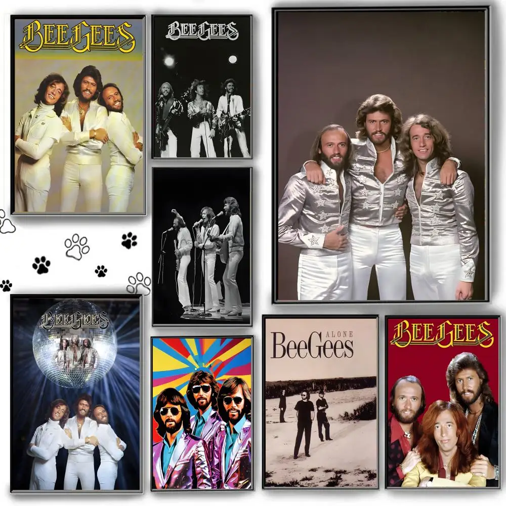 Póster autoadhesivo HD PVC Wall Art: impermeable y a prueba de manchas para la banda Bee Gees de la oficina en casa