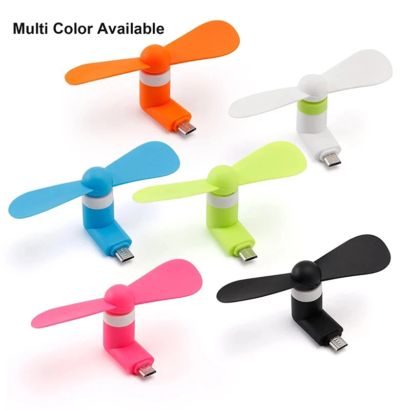 2 Stuks Mini Draagbare Micro Usb Fan 5V 1W Mobiele Telefoon Usb Gadget Fans Tester Type C Koeling Handventilator Telefoon Koeler