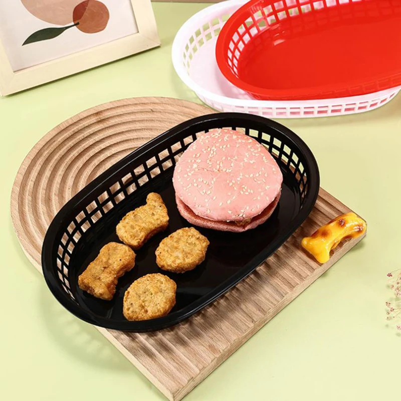【Peace】Fast Food Baskets, Plastic Serving Tray For Deli Chicken Burgers Sandwiches Fries - Foodservice / Restaurant Supplies
