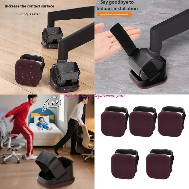 Pack of 5 Universal Fit Caster Stoppers Plastic Most Office Gaming & Home Chairs for Easy Installation