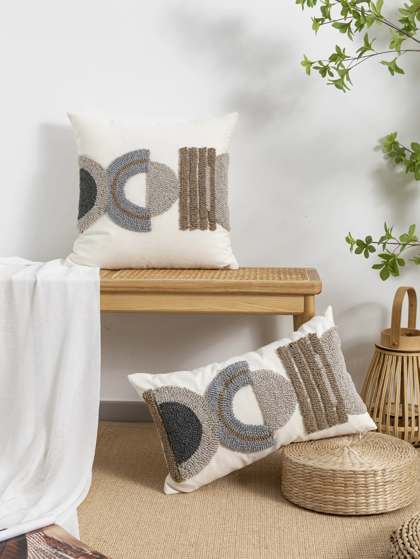 A coffee orange pillowcase with Nordic ins wind loop velvet craftsmanship sofa, bedroom cushion cover