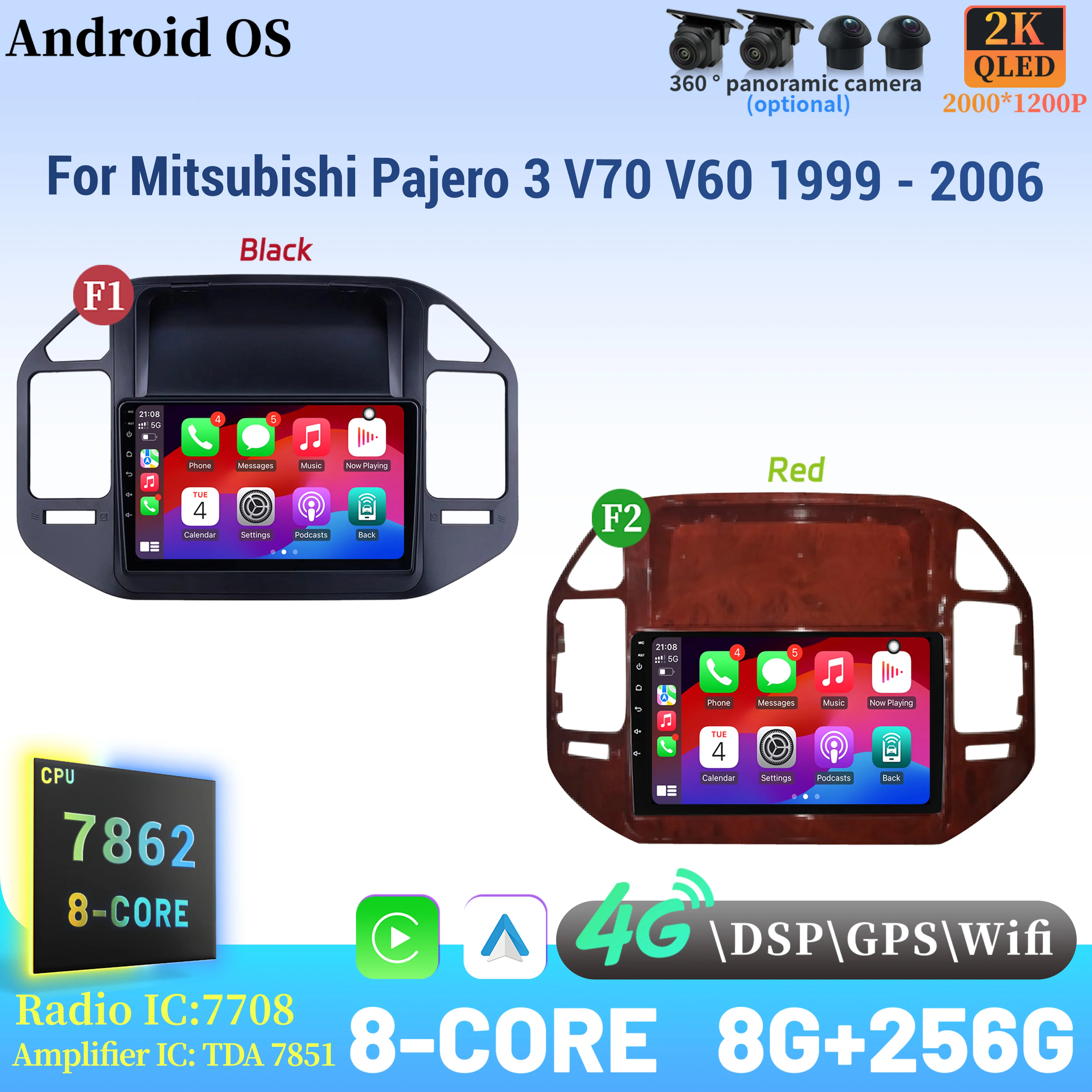 

Android 14 For Mitsubishi Pajero 3 V70 V60 1999 - 2006 Car Radio Navigation Multimedia Wireless BT Carplay Touch 2K QLED Screen