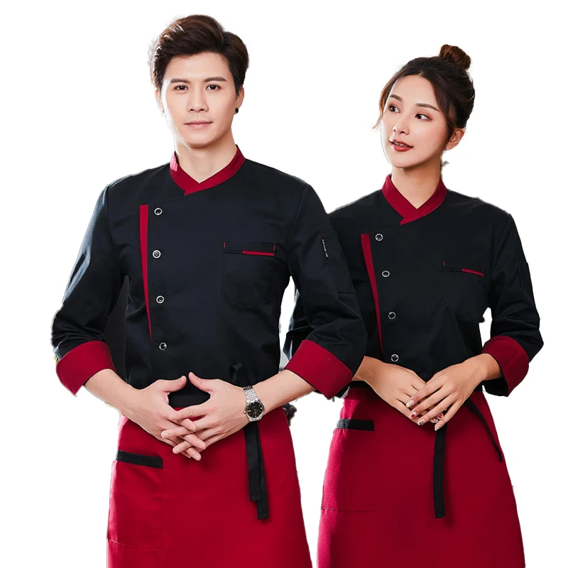 Uniforme de Chef de cocina Unisex, camisa de manga corta/larga, chaqueta de Chef, ropa de trabajo, casaca, cocinero